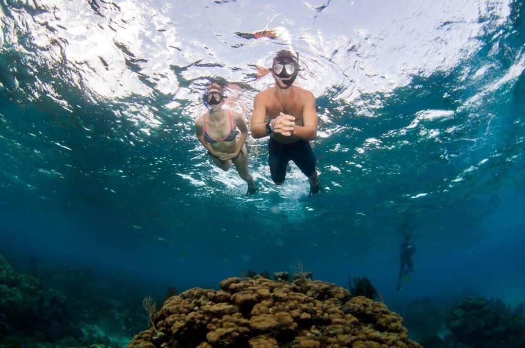 Man and woman snorkelling