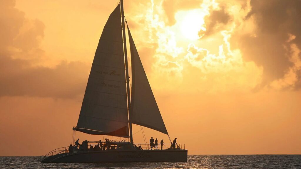 Sail boat at sunset