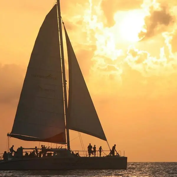 Sail boat at sunset